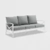 Kaplan Outdoor Metal Sofa White With Gray Cushions - Crosley -Crosley Shop GUEST b4d14e79 d5b1 4472 bbb3 b44897cc12fa