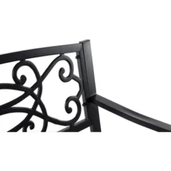 Gardenised Steel Outdoor Patio Garden Park Seating Bench With Cast Iron Scrollwork Backrest, Front Porch Yard Bench Lawn Decor -Crosley Shop GUEST b53998e0 1359 4f0e ac5c a3dc5c85f1b3