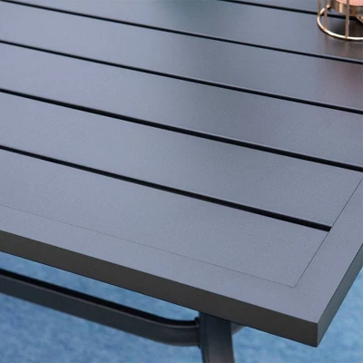 7pc Outdoor Dining Set With Chairs & Metal Table With Umbrella Hole - Captiva Designs 5 7pc Outdoor Dining Set With Chairs & Metal Table With Umbrella Hole - Captiva Designs - Image 3