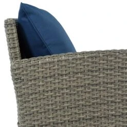 5pc Outdoor Wicker Conversation Set With Cushions - Blue - GODEER -Crosley Shop GUEST b7206eb8 ade2 425b af06 4e72eb90fa6f