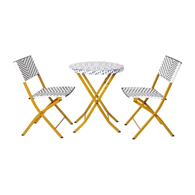 Emma And Oliver Three Piece Folding French Bistro Set In PE Rattan With Metal Frames For Indoor And Outdoor Use 15 Emma And Oliver Three Piece Folding French Bistro Set In PE Rattan With Metal Frames For Indoor And Outdoor Use - Image 13