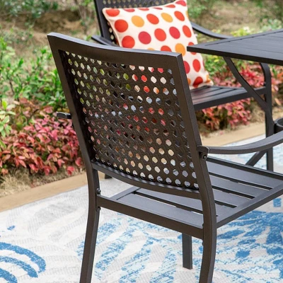 7pc Outdoor Dining Set With Chairs & Metal Table With Umbrella Hole - Captiva Designs 7 7pc Outdoor Dining Set With Chairs & Metal Table With Umbrella Hole - Captiva Designs - Image 5