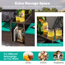 Tangkula Patio Loveseat 2 Person Cushioned Seats With Center Table Outdoor Rattan Furniture Set Turquoise/ Red -Crosley Shop GUEST b7c8c458 ae2f 4934 8601 ce8257776051