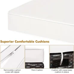 Costway 2PCS Patio Rattan Ottoman Cushioned Seat Beige -Crosley Shop GUEST b7f958b2 648c 4371 8ac6 a3eda38fe592