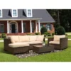 4pc Wicker Patio Sectional Seating Set - Beige - EDYO LIVING