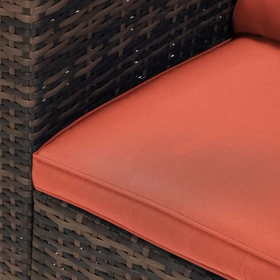 6pc Wicker Outdoor Conversation Set With Cushions - Orange - EDYO LIVING 13 6pc Wicker Outdoor Conversation Set With Cushions - Orange - EDYO LIVING - Image 11