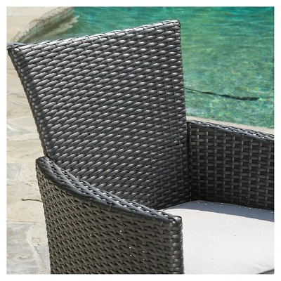 Malta Set Of 4 Wicker Patio Dining Chair With Cushions - Gray - Christopher Knight Home 5 Malta Set Of 4 Wicker Patio Dining Chair With Cushions - Gray - Christopher Knight Home - Image 3