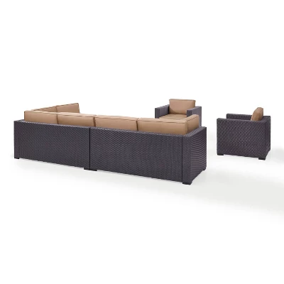 Biscayne 7pc Outdoor Wicker Sectional Set With Arm Chairs & Ottoman - Mocha - Crosley 8 Biscayne 7pc Outdoor Wicker Sectional Set With Arm Chairs & Ottoman - Mocha - Crosley - Image 6