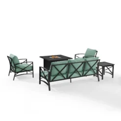 Kaplan 5pc Outdoor Sofa Set With Fire Table - Mist - Crosley 17 Kaplan 5pc Outdoor Sofa Set With Fire Table - Mist - Crosley -Crosley Shop GUEST ba84a8bc 56e1 492c a667 9e17ac7a64ef