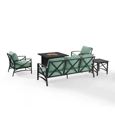 Kaplan 5pc Outdoor Sofa Set With Fire Table - Mist - Crosley 5 Kaplan 5pc Outdoor Sofa Set With Fire Table - Mist - Crosley - Image 3