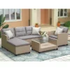 4pc Wicker Patio Conversation Set With Cushions - Beige/Brown - GODEER -Crosley Shop GUEST bb9481a8 8d1f 4953 99ec 1f92eb98afa6