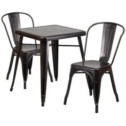 Flash Furniture Commercial Grade 23.75" Square Metal Indoor-Outdoor Table Set With 2 Stack Chairs -Crosley Shop GUEST bcb4d22c 0a97 494c 8563 9f5298d8acbd