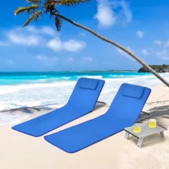 Costway 3-Piece Beach Lounge Chair Mat Set 2 Adjustable Lounge Chairs With Table BlueStripe 23 Costway 3-Piece Beach Lounge Chair Mat Set 2 Adjustable Lounge Chairs With Table BlueStripe -Crosley Shop GUEST bcc0096e 527b 4406 88fa c23977b92d63