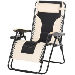 Outsunny Outdoor Lounge Chair, Oversized Zero Gravity Folding Recliner Chair With Removable Pillow, Convenient Cup Holders, & Durable Material For Beach, Pool, Balcony, Lawn, Backyard -Crosley Shop GUEST bd3961c3 2c60 4a3d a079 931a7ff20ef1