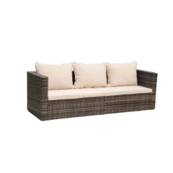 4pc Wicker Patio Sectional Seating Set With Sofa, Arm Chair, Ottoman & Accent Table - Brown/Beige - GODEER -Crosley Shop GUEST bd652fe3 5ff6 4f42 87f5 3e83cb526afc