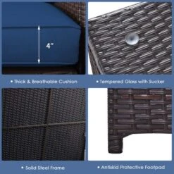 Costway 6PCS Patio Rattan Furniture Set 32'' Fire Pit Table Tank Holder With Cover Beige/Navy/Red/Turquoise -Crosley Shop GUEST bd6b859c ff99 4510 9bc0 7c12d450aea1