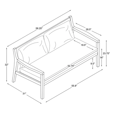 Linon Melita Acacia Two Seater Sofa Beige/White 9 Linon Melita Acacia Two Seater Sofa Beige/White - Image 7