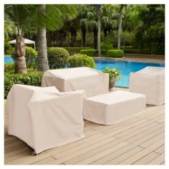 Outdoor Rectangular Table Furniture Cover - Cream - Crosley -Crosley Shop GUEST be15ee84 d4e1 4460 b39b 0a740c6fc45d