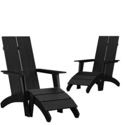 Merrick Lane Set Of 2 Adirondack Slatted Back Patio Chairs With Accompanying Foot Ottomans -Crosley Shop GUEST be4b2f90 eebf 4e28 b967 884645fc53af 2