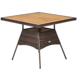 Costway 5PCS Patio Rattan Dining Furniture Set Arm Chair Wooden Table Top -Crosley Shop GUEST be5d0f14 814a 4e82 a5ea dec1e5465f91