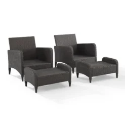 Kiawah 4pc Outdoor Wicker Conversation Set With 2 Arm Chairs & 2 Ottomans Blue - Crosley -Crosley Shop GUEST bf196722 053c 443d b7a4 a8f130358faa