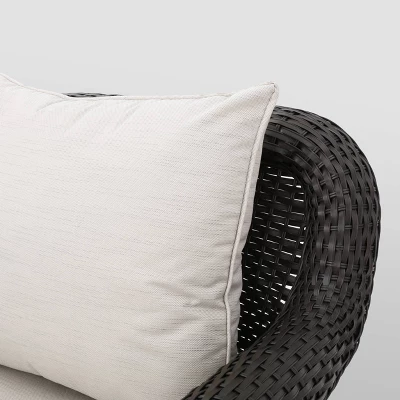 Ariel 5pc Wicker Rocking Chairs And Fire Pit Set - Dark Brown/Beige - Christopher Knight Home 5 Ariel 5pc Wicker Rocking Chairs And Fire Pit Set - Dark Brown/Beige - Christopher Knight Home - Image 3