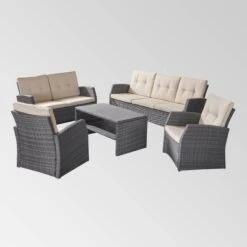 Sanger 5pc Wicker Chat Set Gray - Christopher Knight Home