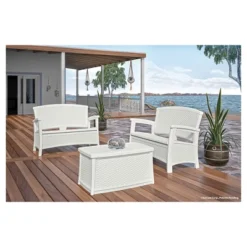 Suncast ELEMENTS Resin Patio Storage Loveseat - White -Crosley Shop GUEST c1b85a17 64d8 42ef a4ae 90fb2331fd85