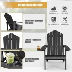 Costway Patio HIPS Adirondack Chair With Cup Holder Weather Resistant Outdoor 380 LBS Black/Teak/Green/Navy/Red/Gray/White/Yellow 22 Costway Patio HIPS Adirondack Chair With Cup Holder Weather Resistant Outdoor 380 LBS Black/Teak/Green/Navy/Red/Gray/White/Yellow -Crosley Shop GUEST c23894de 17cd 42ea 927c 9439b0eb63f5