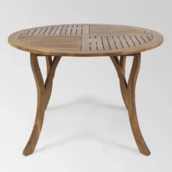 Wells 5 Pc Acacia Wood Round Dining Set Teak Finish - Christopher Knight Home -Crosley Shop GUEST c2919478 150b 4d50 90aa 2d7b771edd4c