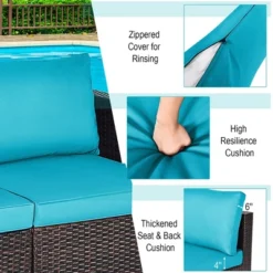 Costway 4PCS Patio Rattan Corner Sofa With Blue Cushion -Crosley Shop GUEST c2ee8087 fc80 4eb2 b9f1 5e2ef227afb3