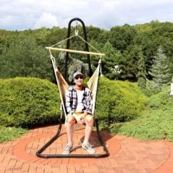 Sunnydaze Decor Sunnydaze Cotton/Nylon Outdoor Mayan Hammock Chair With Adjustable Stand - 330 Lb Weight Capacity - Natural -Crosley Shop GUEST c34ae2c0 6a6c 4af2 a6c0 cf7802e97afc