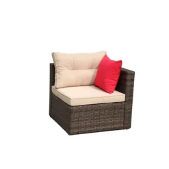 5pc Wicker Patio Sectional Seating Set With Shallow Cushions - Brown - GODEER -Crosley Shop GUEST c34ff468 40c5 433a b58f e8450e7cb610