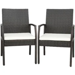 Costway 2PCS Patio PE Wicker Dining Chairs With Soft Zippered Cushion Armchairs Backyard -Crosley Shop GUEST c3b7bbb7 b9c7 4b00 9122 91e1a58969f3
