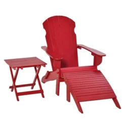 Outsunny 3-Piece Folding Adirondack Chair Set With Ottoman And Side Table, Outdoor Wooden Accent Furniture Fire Pit Lounge Chairs For Patio -Crosley Shop GUEST c3bc49e7 dbfa 4bca 8308 ad66d5859624