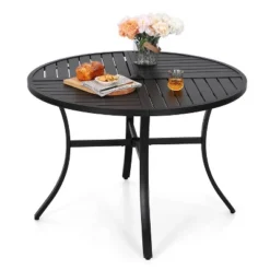 5pc Outdoor Dining Set With Metal Slat Round Table With Umbrella Hole - Captiva Designs -Crosley Shop GUEST c3d4021d e4c8 44ff 8130 64c4fafcfa0d