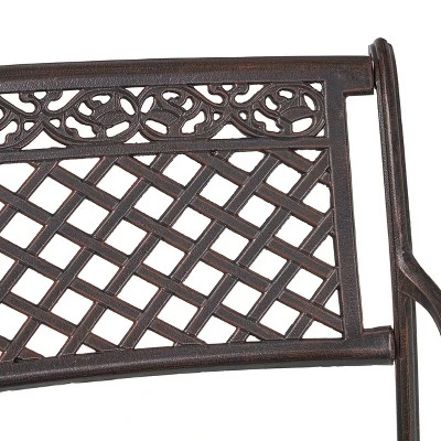 Sebastian Cast Aluminum Patio Sector Bench - Shiny Copper - Christopher Knight Home 8 Sebastian Cast Aluminum Patio Sector Bench - Shiny Copper - Christopher Knight Home - Image 6