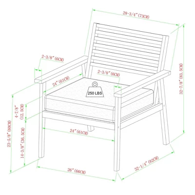 Saracina Home Mid-Century Modern Slatted Outdoor Acacia Arm Chair 7 Saracina Home Mid-Century Modern Slatted Outdoor Acacia Arm Chair - Image 5