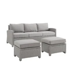 Bradenton 3pc Outdoor Wicker Sofa & 2 Ottoman Set - Gray/Gray - Crosley 16 Bradenton 3pc Outdoor Wicker Sofa & 2 Ottoman Set - Gray/Gray - Crosley -Crosley Shop GUEST c5f349a9 791d 4042 a242 76728fdf4731