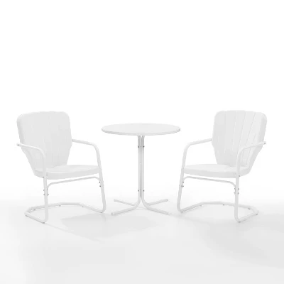 Ridgeland 3pc Outdoor Bistro Set With Table & 2 Chairs - White - Crosley 3 Ridgeland 3pc Outdoor Bistro Set With Table & 2 Chairs - White - Crosley