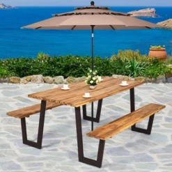 Costway Patented Picnic Table With 2 Benches 70'' Dining Table Set With Seats And Umbrella Hole -Crosley Shop GUEST c815eff4 f2fc 4fa3 ba9a 84d25fb115f6