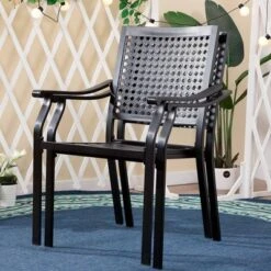 5pc Outdoor Dining Set With Metal Slat Round Table With Umbrella Hole - Captiva Designs -Crosley Shop GUEST c828ea76 74d8 4889 9606 d57c61ce18a7