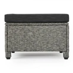 Puerta 2pk Outdoor Wicker Ottomans With Cushions - Black/Dark Gray - Christopher Knight Home -Crosley Shop GUEST c8a36a4e 9b83 4e52 a32f bc0d6b7cb461