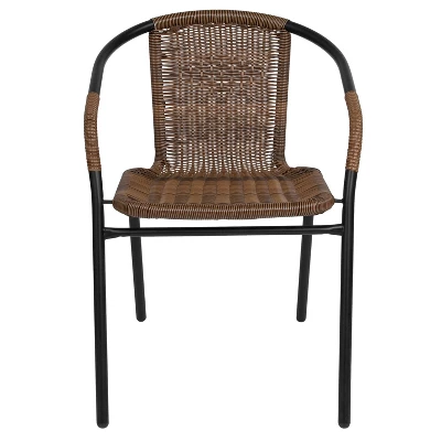 Emma And Oliver 2 Pack Rattan Indoor-Outdoor Restaurant Stack Chair With Curved Back 11 Emma And Oliver 2 Pack Rattan Indoor-Outdoor Restaurant Stack Chair With Curved Back - Image 9