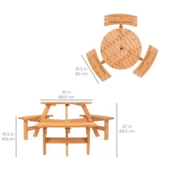 Best Choice Products 6-Person Circular Outdoor Wooden Picnic Table W/ 3 Built-In Benches, Umbrella Hole 15 Best Choice Products 6-Person Circular Outdoor Wooden Picnic Table W/ 3 Built-In Benches, Umbrella Hole -Crosley Shop GUEST c8e1dd71 d05e 48e6 a9b6 8fe61adf0089