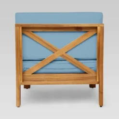 Brava 5pc Acacia Sectional Sofa Set - Teak/Blue - Christopher Knight Home -Crosley Shop GUEST c9496fc0 1bc1 46aa b305 6191d217a6bf