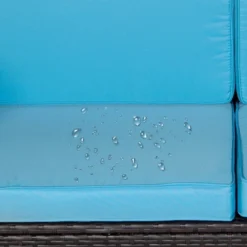 4pc Wicker Patio Sectional Seating Set With Cushions - Brown/Blue - GODEER -Crosley Shop GUEST c98af73f f109 4ac4 a943 0a9c6390e719