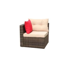 5pc Wicker Patio Sectional Seating Set With Shallow Cushions - Brown - GODEER -Crosley Shop GUEST c9fbdbc2 e425 492c a8db 1548e4bf700d