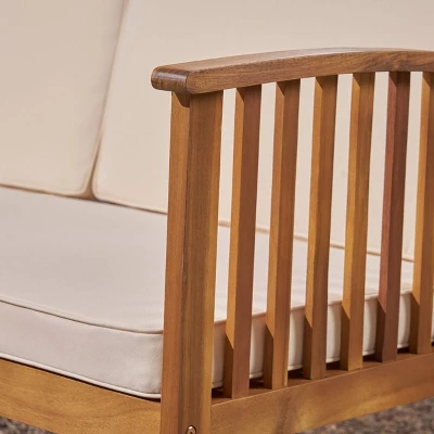 Carolina Acacia Wood Patio Sofa Teak - Christopher Knight Home 5 Carolina Acacia Wood Patio Sofa Teak - Christopher Knight Home - Image 3