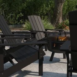 Merrick Lane Ayala 5 Piece Outdoor Leisure Set With Set Of 4 Poly Resin Adirondack Chairs And Star And Moon Iron Fire Pit -Crosley Shop GUEST ca896a55 fd94 4bb9 963c 4b56c5a4ec3c